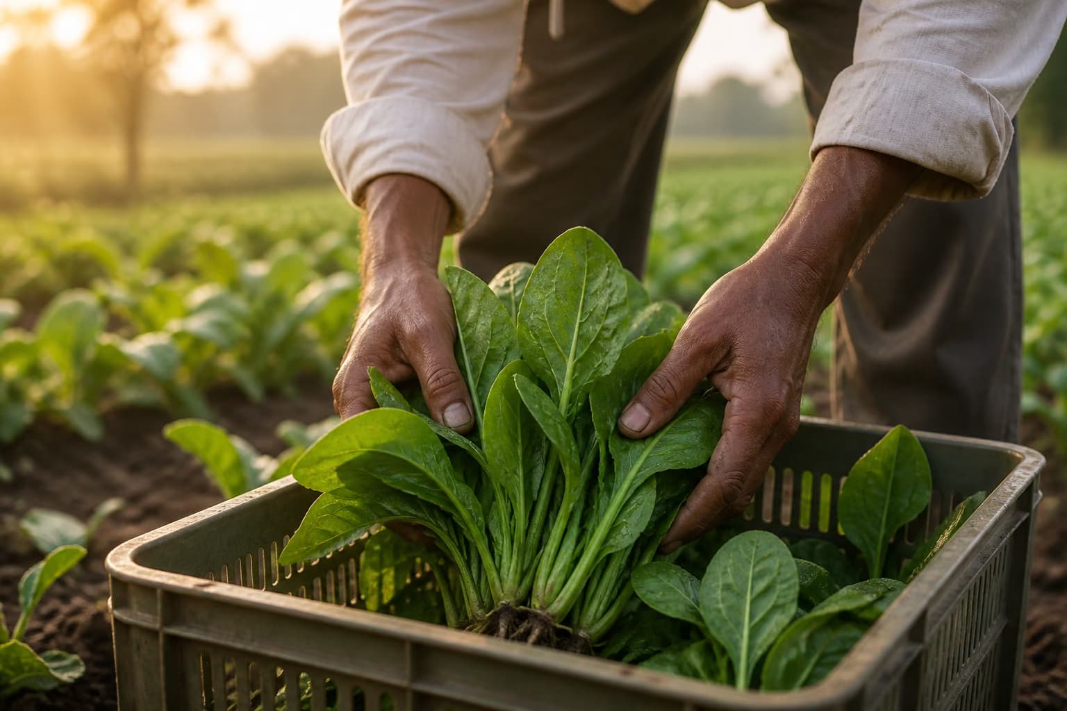 Cover for Harvesting Leafy Greens for Careful Handling